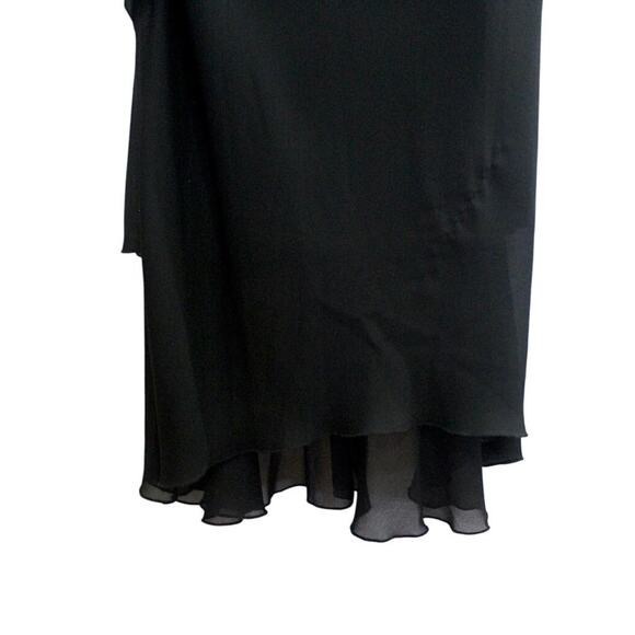 Vtg Black Slip Dress Sz 7/8 Spaghetti Strap Flutter Maxi Sheer Layered Chiffon - Picture 3 of 8